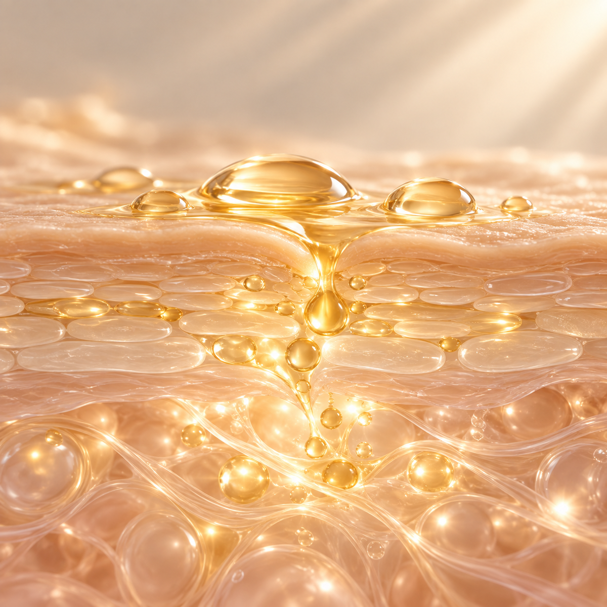 Illustration of botanical oil supporting the skin's lipid barrier